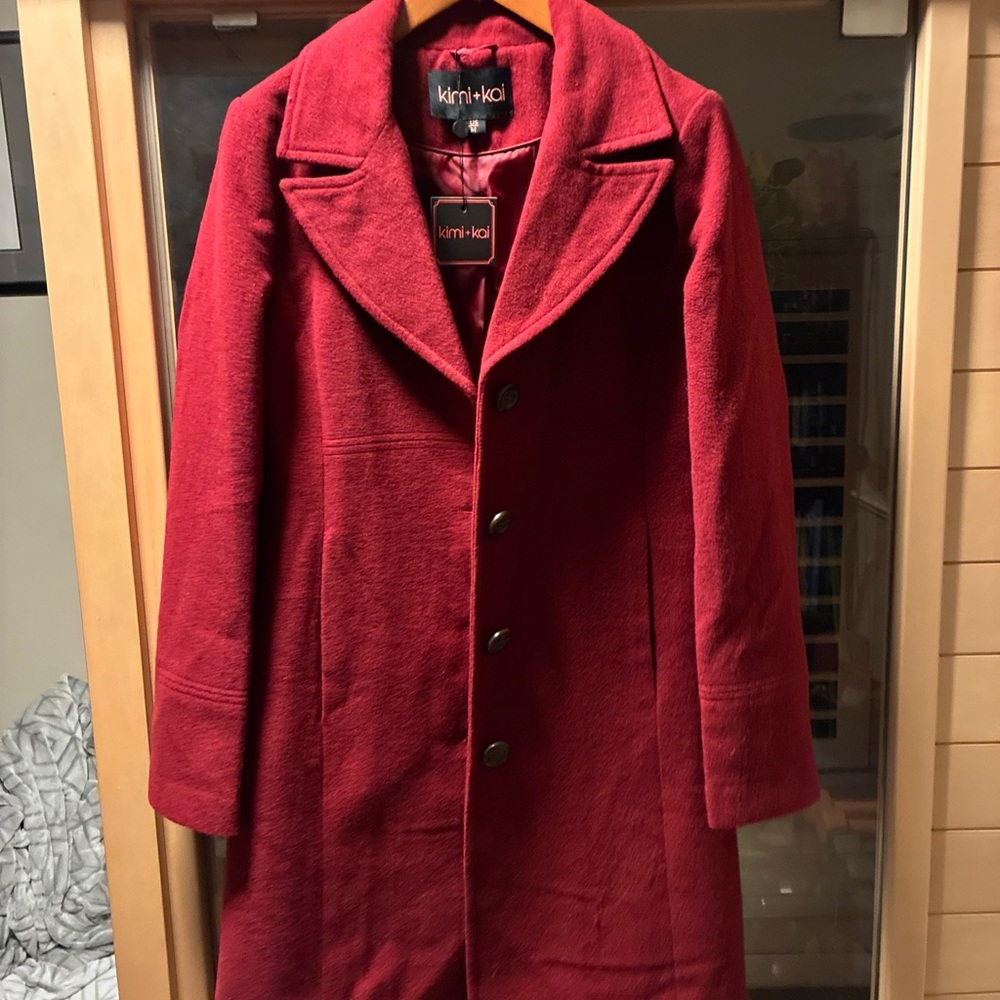 Kimi and Kai Red Pea Coat medium new